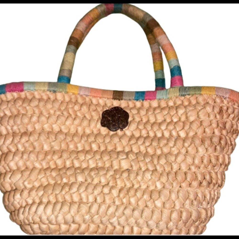 Cappeli Raffia Multicolored Basket Tote